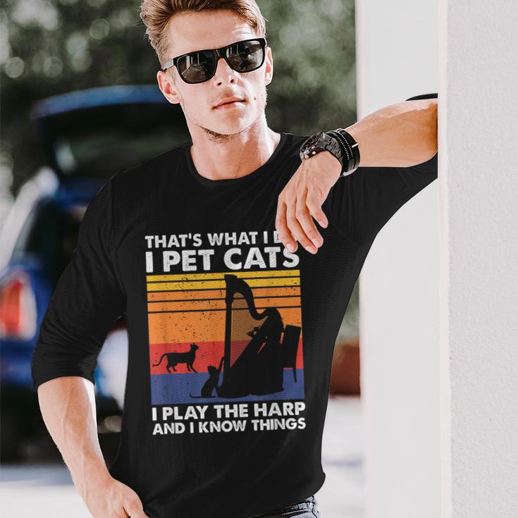 Das Ist Was Ich Tue Ich Pet Cats Ich Spiele Harfe & Ich Weiß Dinge Langarmshirts Geschenke für Ihn