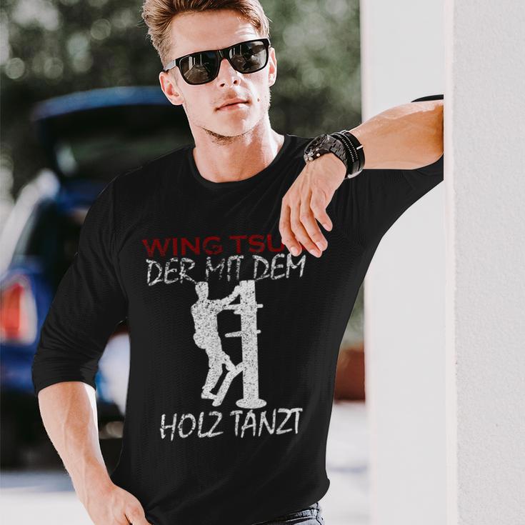 Der Mit Dem Holz Tanzt Martial Arts Training Wing Tsun Langarmshirts Geschenke für Ihn