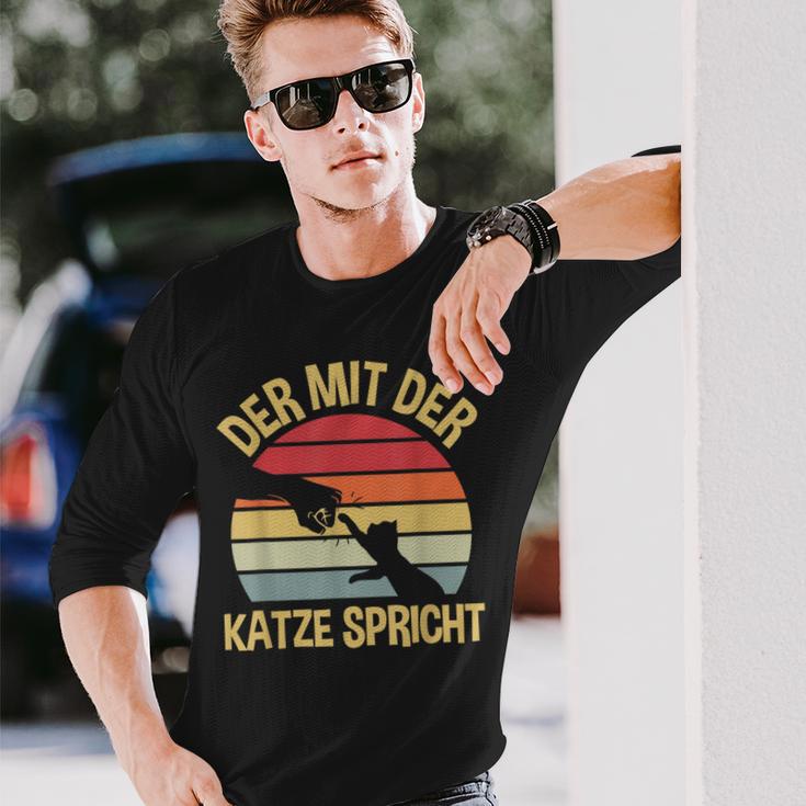 Der Mit Der Katze Speaks Cats Katzenpapa The Mit Cat Langarmshirts Geschenke für Ihn