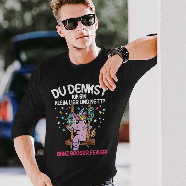 Du Tenkst Ich Bin Klein Liebe Und Nett Unicorn Langarmshirts Geschenke für Ihn