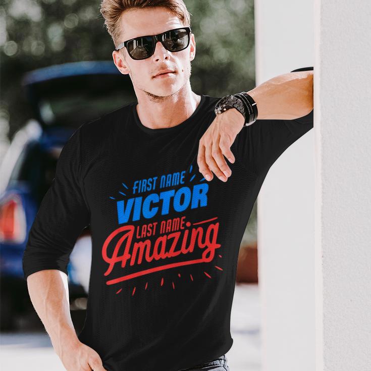 First Nameictor Surname Amazing ictor Saying Langarmshirts Geschenke für Ihn