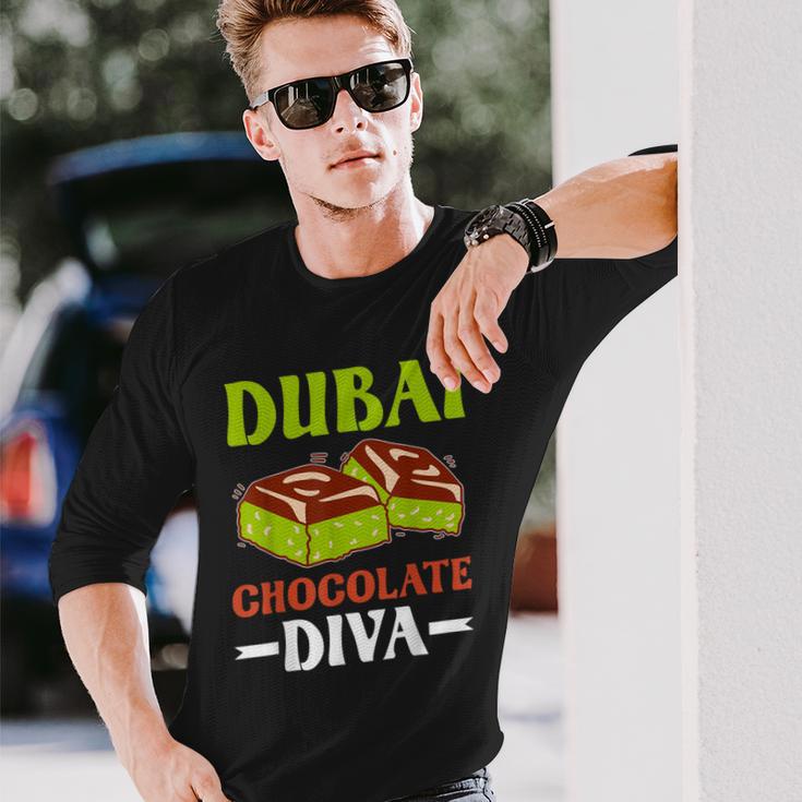 Dubai Chocolate Slogan Langarmshirts Geschenke für Ihn