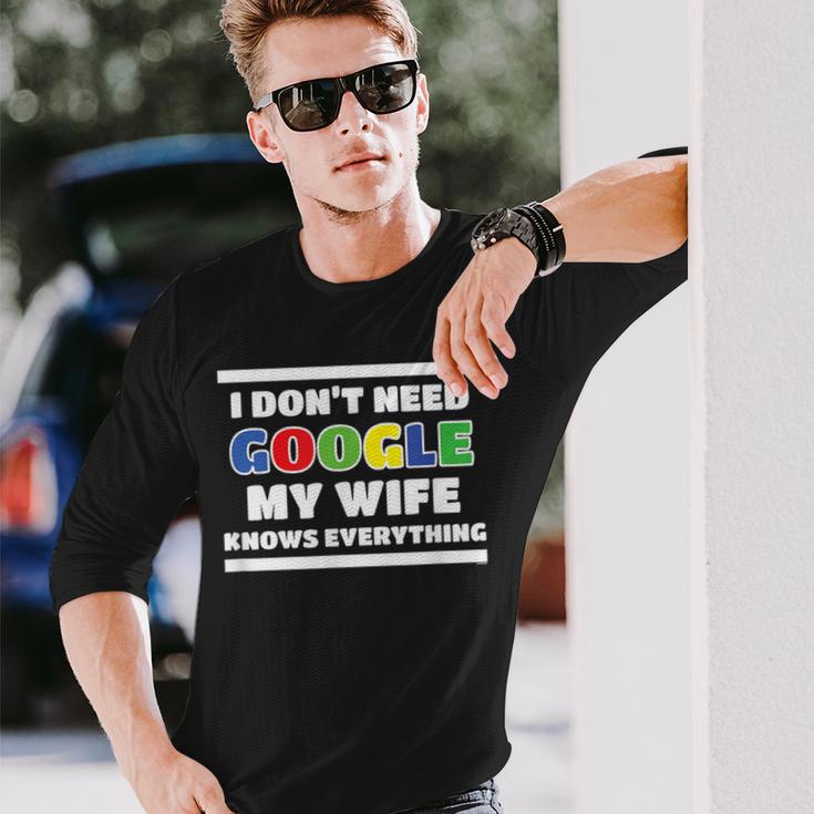 Ich Brauche Kein Google Meine Frau Weiß Alles Husmann German Langu Langarmshirts Geschenke für Ihn