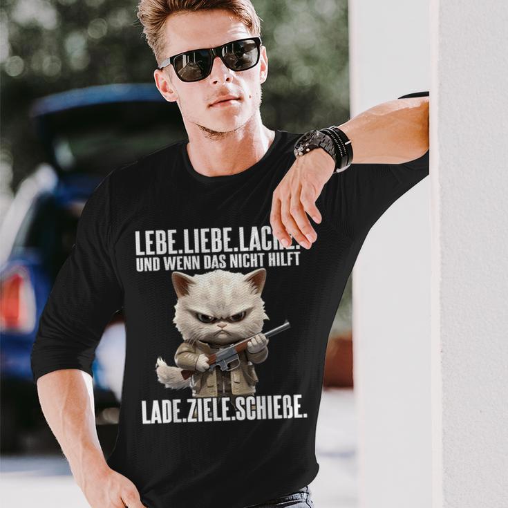 Lebe Liebe Lache Wenn Das Nicht Hilft Lade Ziele Schieße Langarmshirts Geschenke für Ihn