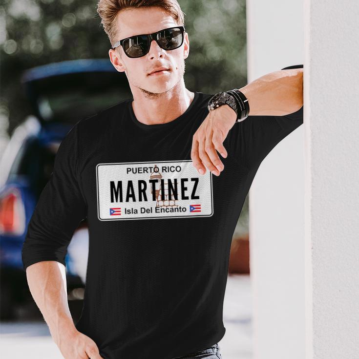 Martinez Last Name Puerto Rico License Plate Langarmshirts Geschenke für Ihn