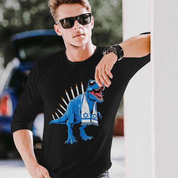 Menorasaurus Rex Menorahsaurus Hannukah Dinosaur Langarmshirts Geschenke für Ihn