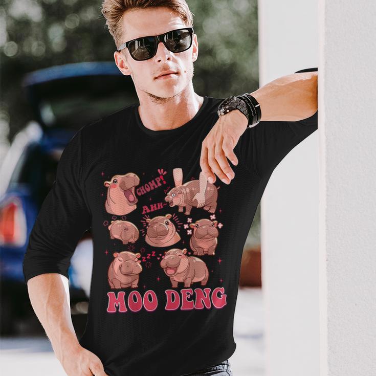 Moo Deng 2024 Moo Deng Moo Deng Cute Hippo Langarmshirts Geschenke für Ihn