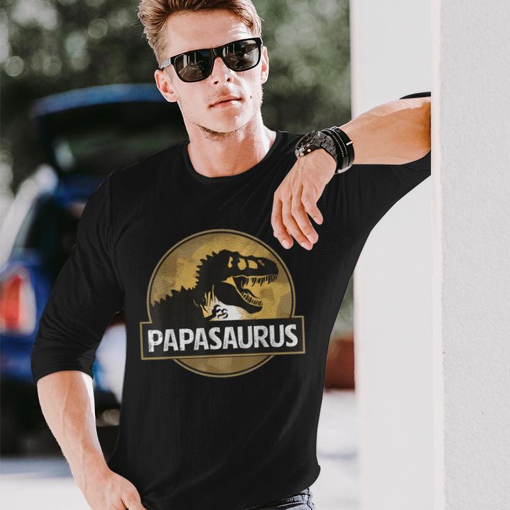 Père Fils Partenaire Papasaurus T-Rex Dinosaur Langarmshirts Geschenke für Ihn