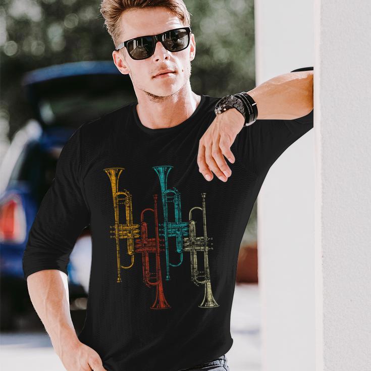 Retro Trumpet Langarmshirts Geschenke für Ihn