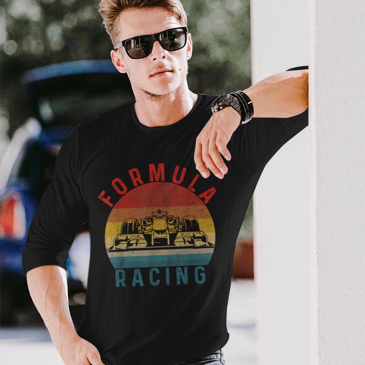 Retrointage Formula Racing Fan Silhouette Racing Car Formula Langarmshirts Geschenke für Ihn