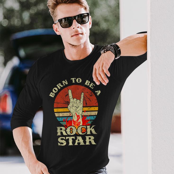 To Be Rockstar Heavy Metal Hand Hornintage Retro Born Langarmshirts Geschenke für Ihn