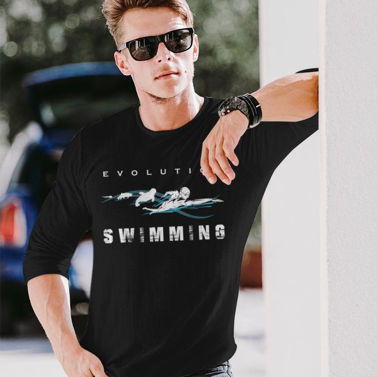 Swimming Evolution Swimmer Sportler Swimming Langarmshirts Geschenke für Ihn