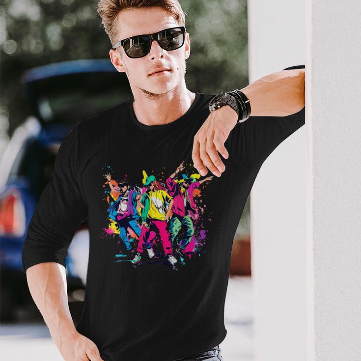Urban Hip Hop Dancing Novelty Graffiti Graphic Long Sleeve T-Shirt Gifts for Him