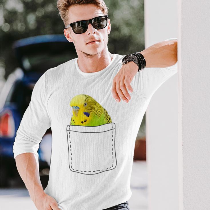 Cute Budgie In Bag Budgie Langarmshirts Geschenke für Ihn