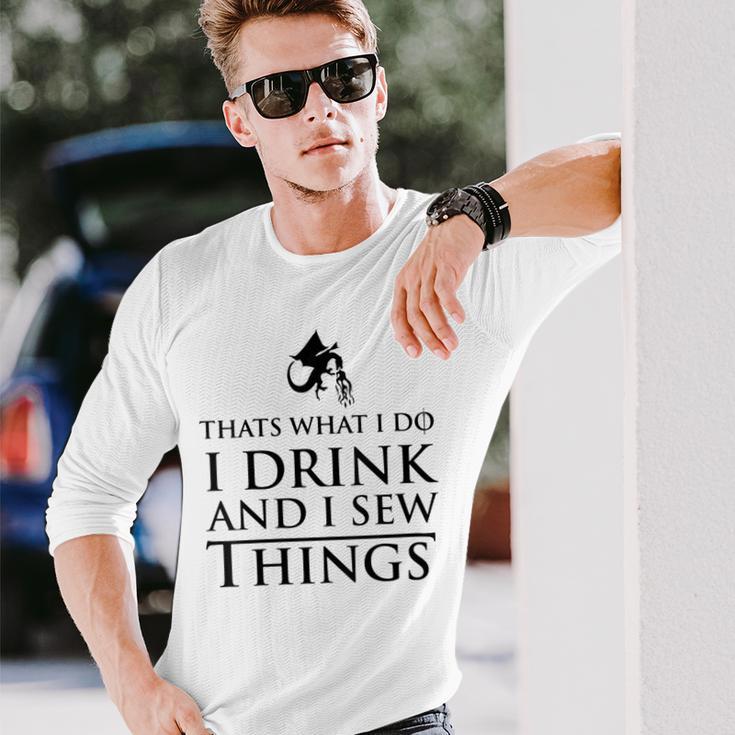 Damen Das Ist Was Ich Tue Ich Trinke Und Ich Sehe Dinge Mit-Ausschnitt Langarmshirts Geschenke für Ihn