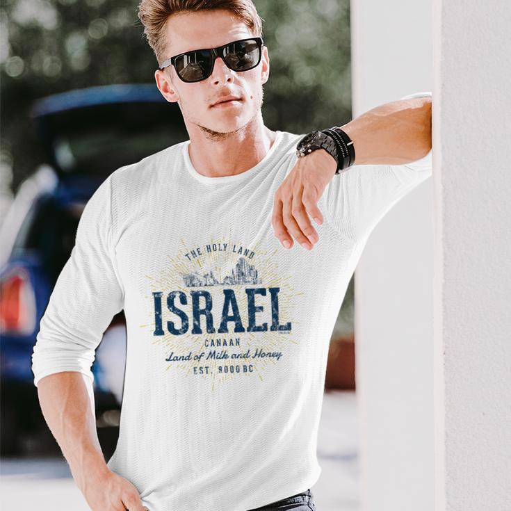 Retro Styleintage Israel S Langarmshirts Geschenke für Ihn