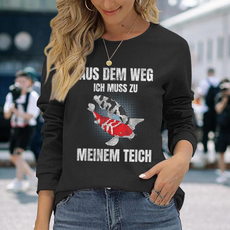 Aus Dem Weg Ich Muss Zu Meiner Pond Koi Carp Garden Pond Langarmshirts Geschenke für Sie