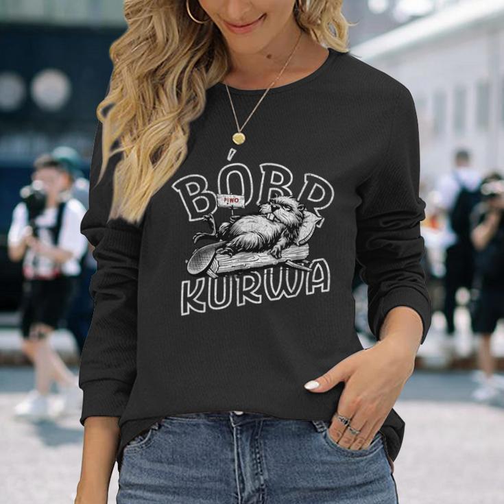 Bober Bóbr Kurwa Polish Flannelette Piwo Langarmshirts Geschenke für Sie