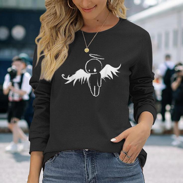 Cute Sad Emo Angel Langarmshirts Geschenke für Sie