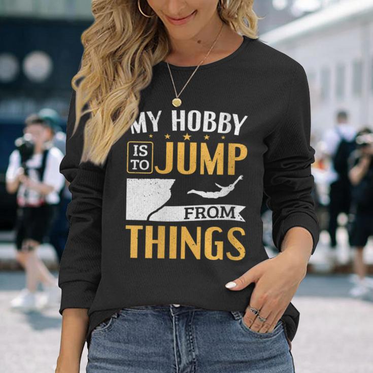 Damen Cliff Jump Mein Hobby Iston Dingen Zu Springen Klippenspringen Mit-Ausschnitt Langarmshirts Geschenke für Sie