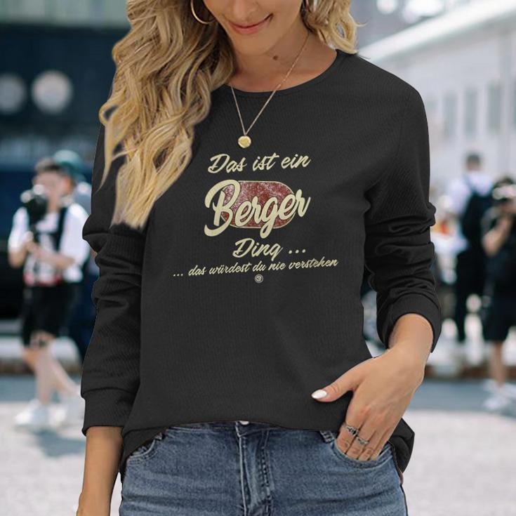 Damen Das Ist Ein Berger Ding Lustiges Familie Berger Mit-Ausschnitt Langarmshirts Geschenke für Sie