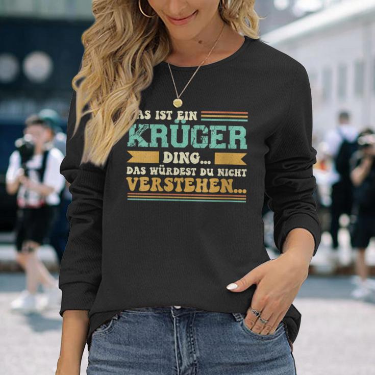 Damen Das Ist Ein Krüger Ding Spruch Für Familie Krüger Mit-Ausschnitt Langarmshirts Geschenke für Sie