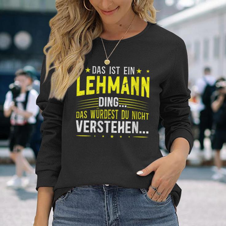 Damen Das Ist Ein Lehmann Ding Spruch Für Familie Lehmann Mit-Ausschnitt Langarmshirts Geschenke für Sie