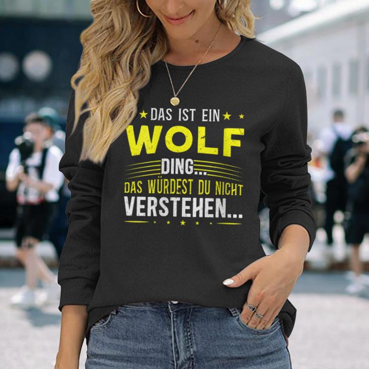 Damen Das Ist Ein Wolf Ding Spruch Für Familie Wolf Mit-Ausschnitt Langarmshirts Geschenke für Sie