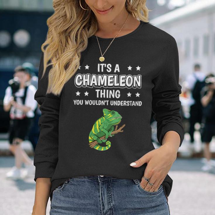 Damen Ist So Ein Chamäleon Ding Lustiger Spruch Chamäleons Mit-Ausschnitt Langarmshirts Geschenke für Sie