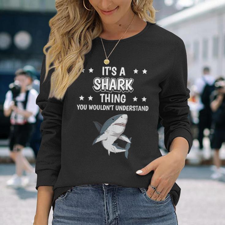 Damen Ist So Ein Hai Ding Lustiger Spruch Haie Mit-Ausschnitt Langarmshirts Geschenke für Sie