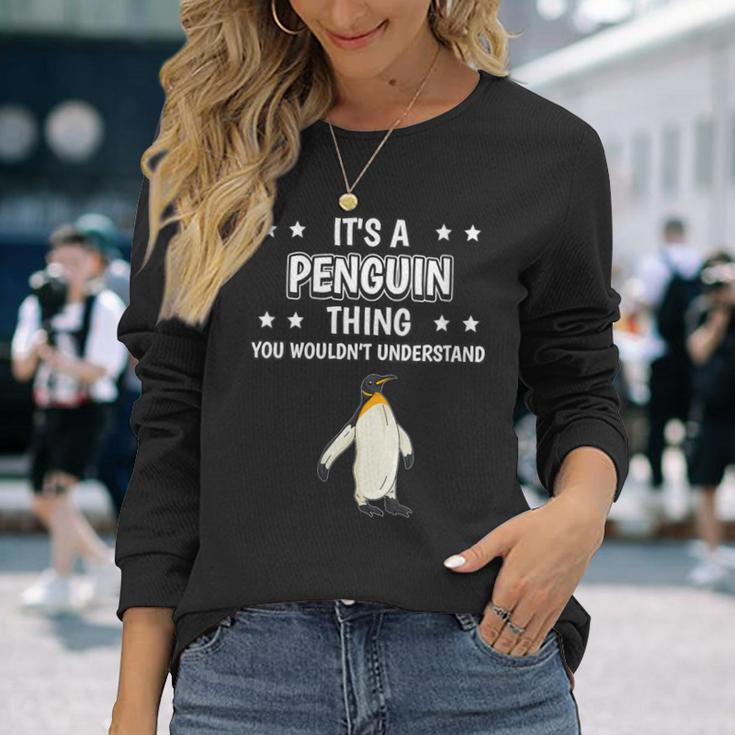 Damen Ist So Ein Pinguin Ding Lustiger Spruch Pinguine Mit-Ausschnitt Langarmshirts Geschenke für Sie