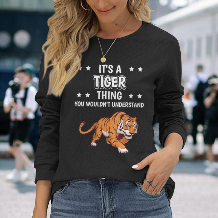 Damen Ist So Ein Tiger Ding Lustiger Spruch Tiger Mit-Ausschnitt Langarmshirts Geschenke für Sie