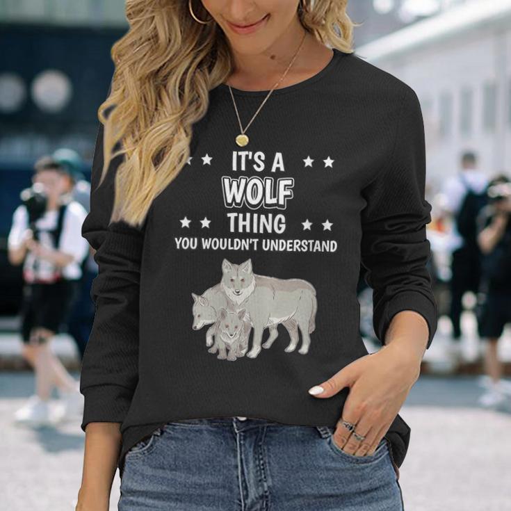 Damen Ist So Ein Wolf Ding Lustiger Spruch Wölfe Mit-Ausschnitt Langarmshirts Geschenke für Sie