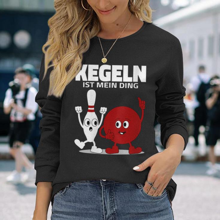 Damen Lustige Kugel & Kegel I Kegeln I Kegeln Ist Mein Ding Mit-Ausschnitt Langarmshirts Geschenke für Sie