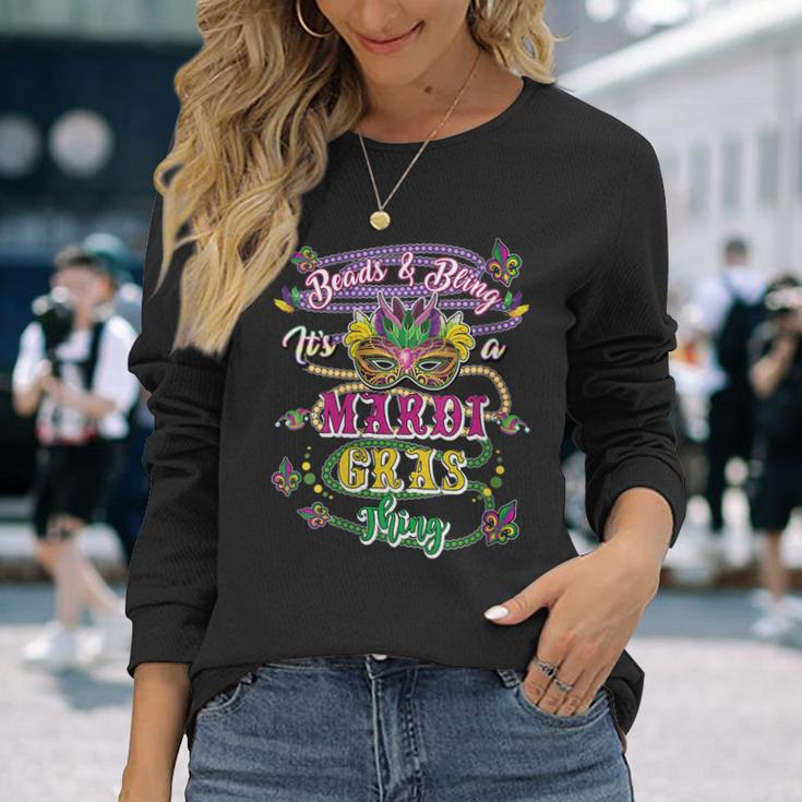 Damen Mardis Gras Perlen Und Bling Es Ist Ein Mardi Gras Ding Mit-Ausschnitt Langarmshirts Geschenke für Sie