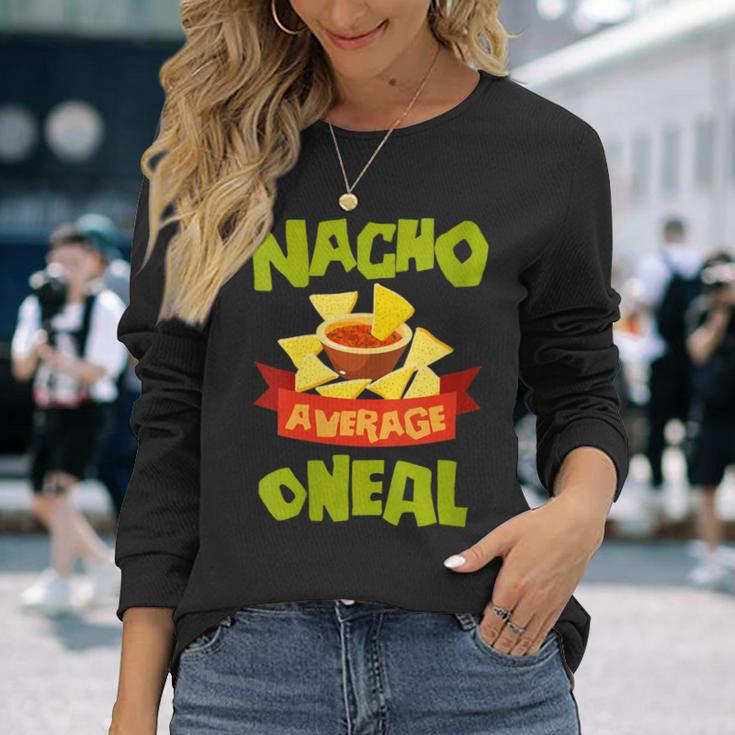 Damen Nacho Average Oneal Birthday Personalisierter Nachname Mit-Ausschnitt Langarmshirts Geschenke für Sie