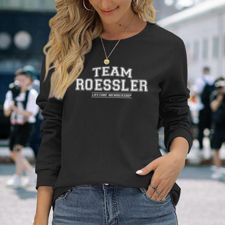 Damen Team Roessler Stolzer Familiennamen Nachname Geschenk Mit-Ausschnitt Langarmshirts Geschenke für Sie