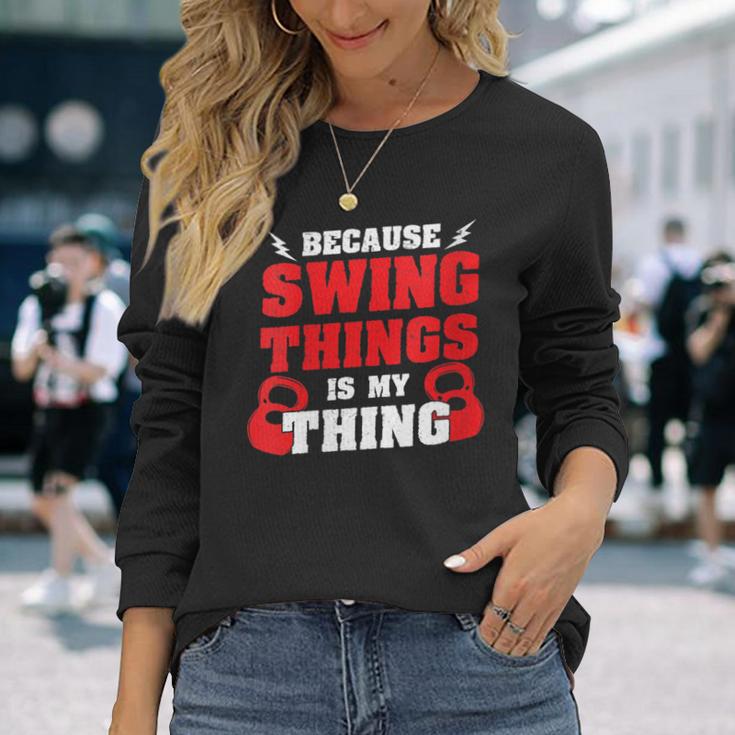 Damen Weil Swing Things Mein Ding Ist Workout Kettlebell Mit-Ausschnitt Langarmshirts Geschenke für Sie