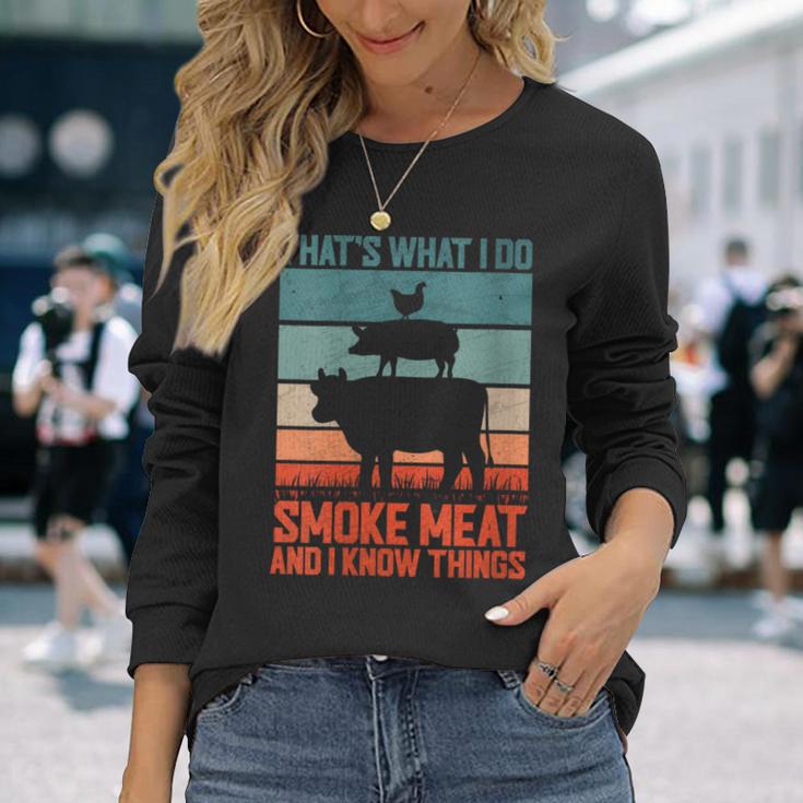 Das Ist Was Ich Tue Ich Rauche Fleisch Und Ich Weiß Dinge Mit-Ausschnitt Langarmshirts Geschenke für Sie