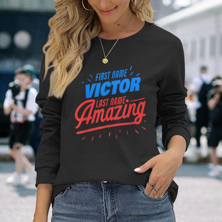 First Nameictor Surname Amazing ictor Saying Langarmshirts Geschenke für Sie