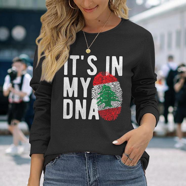 It's In My Dna Lebanon Flag Fingerprint Langarmshirts Geschenke für Sie