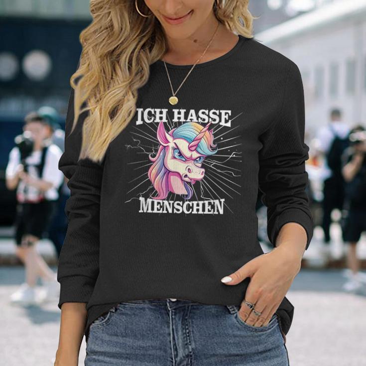 Unicorn Meme Based Ich Hasse Menschen Langarmshirts Geschenke für Sie