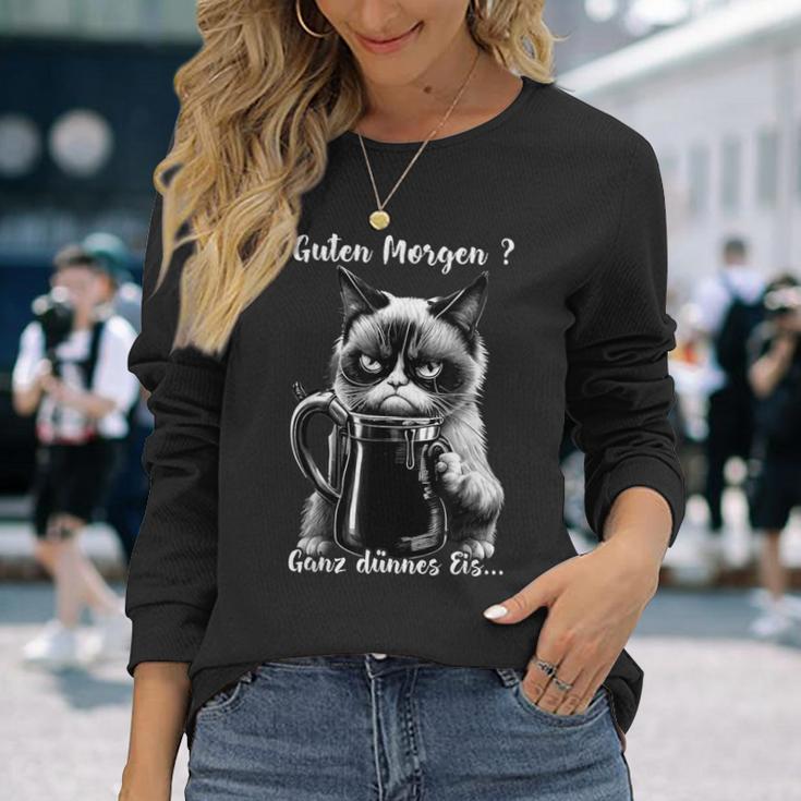 Guten Morgen Ganz Thin Eis Cat Kaffee Langarmshirts Geschenke für Sie