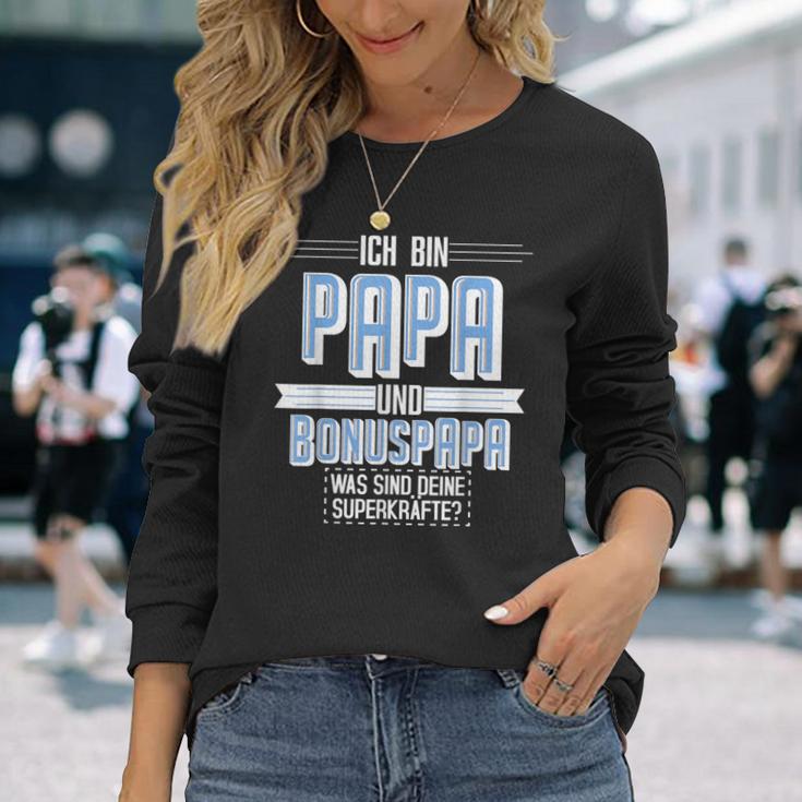 Ich Bin Papa Und Bonuspapa Was Sind Dein Superkraft I'm Langarmshirts Geschenke für Sie