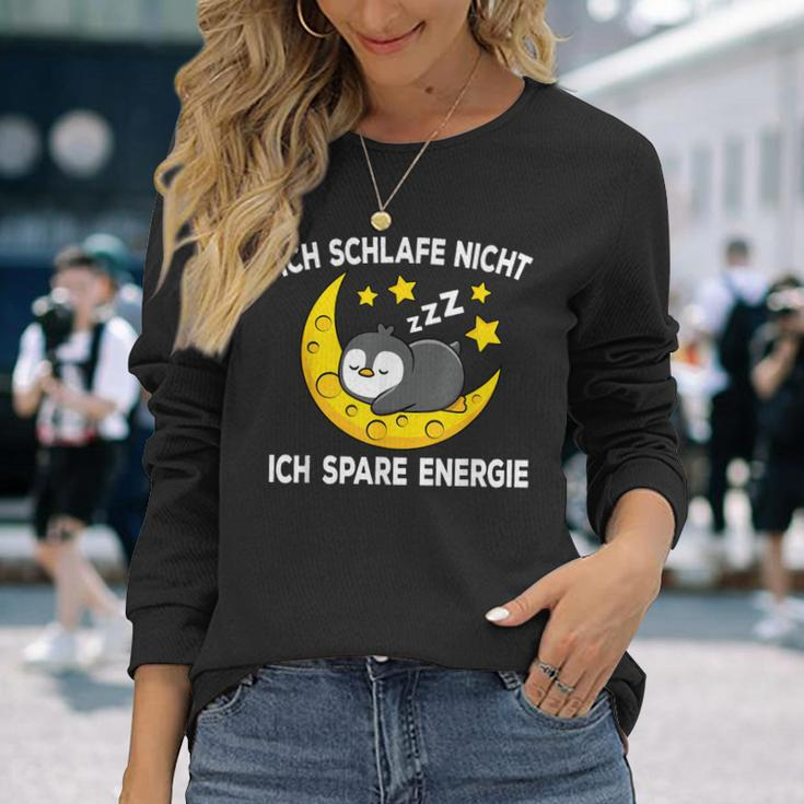 Ich Schlafe Nicht Ich Spare Energy Sleep Penguin Nightdress Langarmshirts Geschenke für Sie