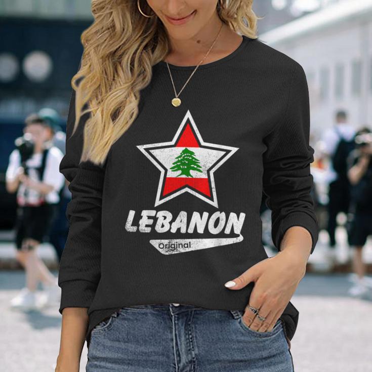 Lebanon Original Proud Lebanese Flag Lebanon Langarmshirts Geschenke für Sie