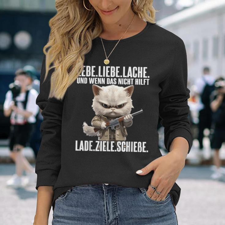 Lebe Liebe Lache Wenn Das Nicht Hilft Lade Ziele Schieße Langarmshirts Geschenke für Sie