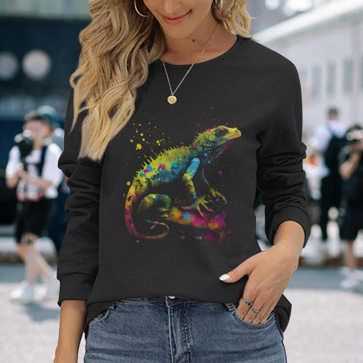 Lizard Lizard Colourful Colour Animal Favourite Animal Fan Langarmshirts Geschenke für Sie