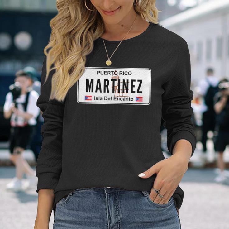 Martinez Last Name Puerto Rico License Plate Langarmshirts Geschenke für Sie