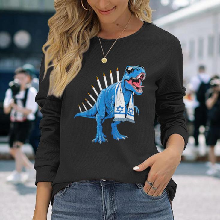 Menorasaurus Rex Menorahsaurus Hannukah Dinosaur Langarmshirts Geschenke für Sie